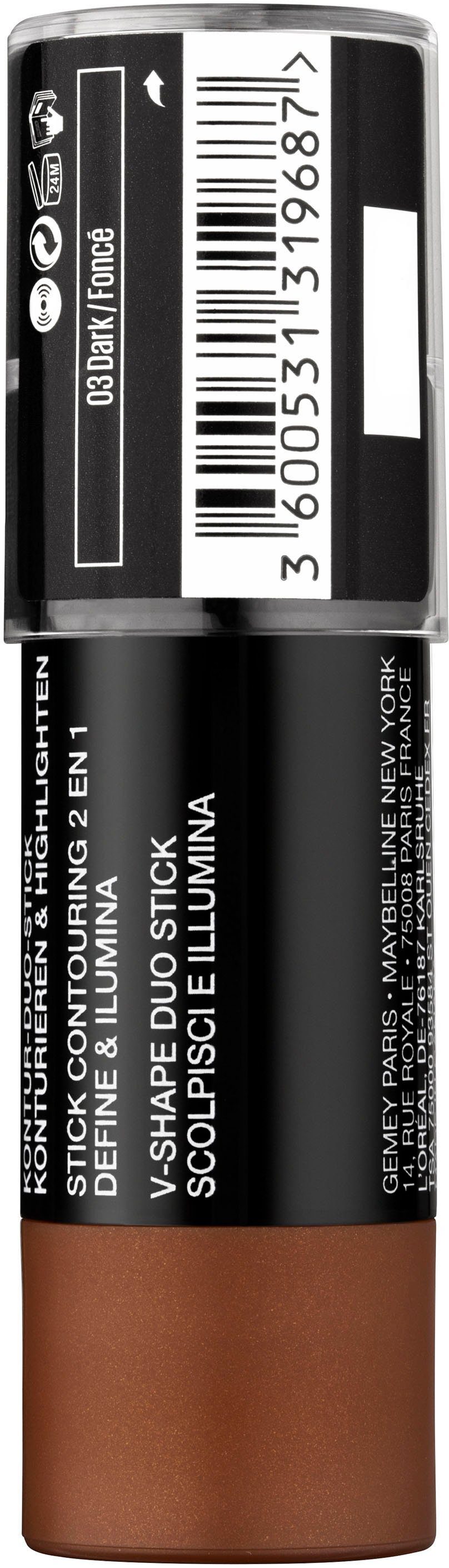 MAYBELLINE NEW YORK Contouring-Stick Face Studio Contour, Kontur-Duo,  Mattierende Farbpigmente sorgen für einen natürlichen Look