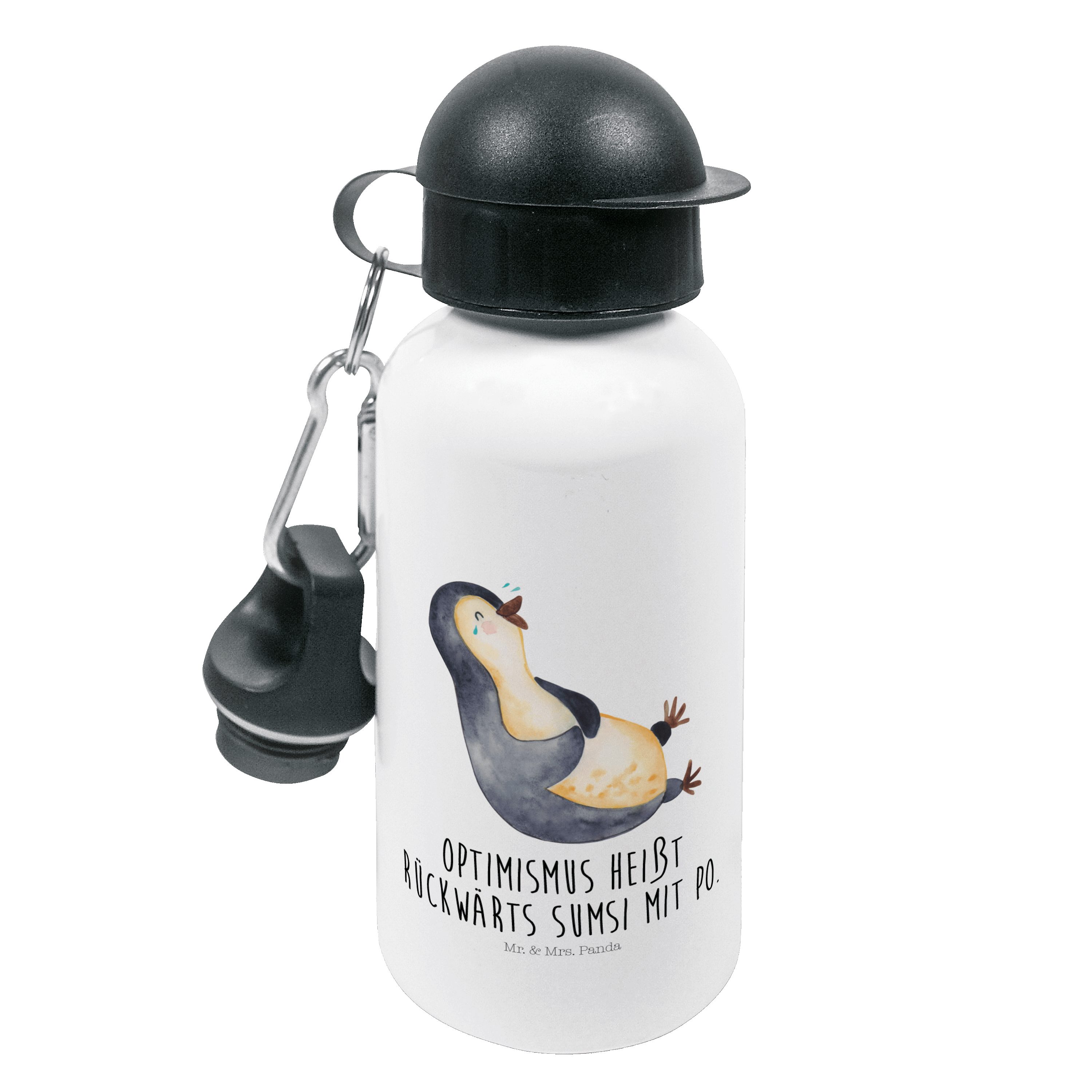 Mr. & Mrs. Panda Trinkflasche Pinguin lachend - Weiß - Geschenk, Flasche, Kindertrinkflasche, Kinde