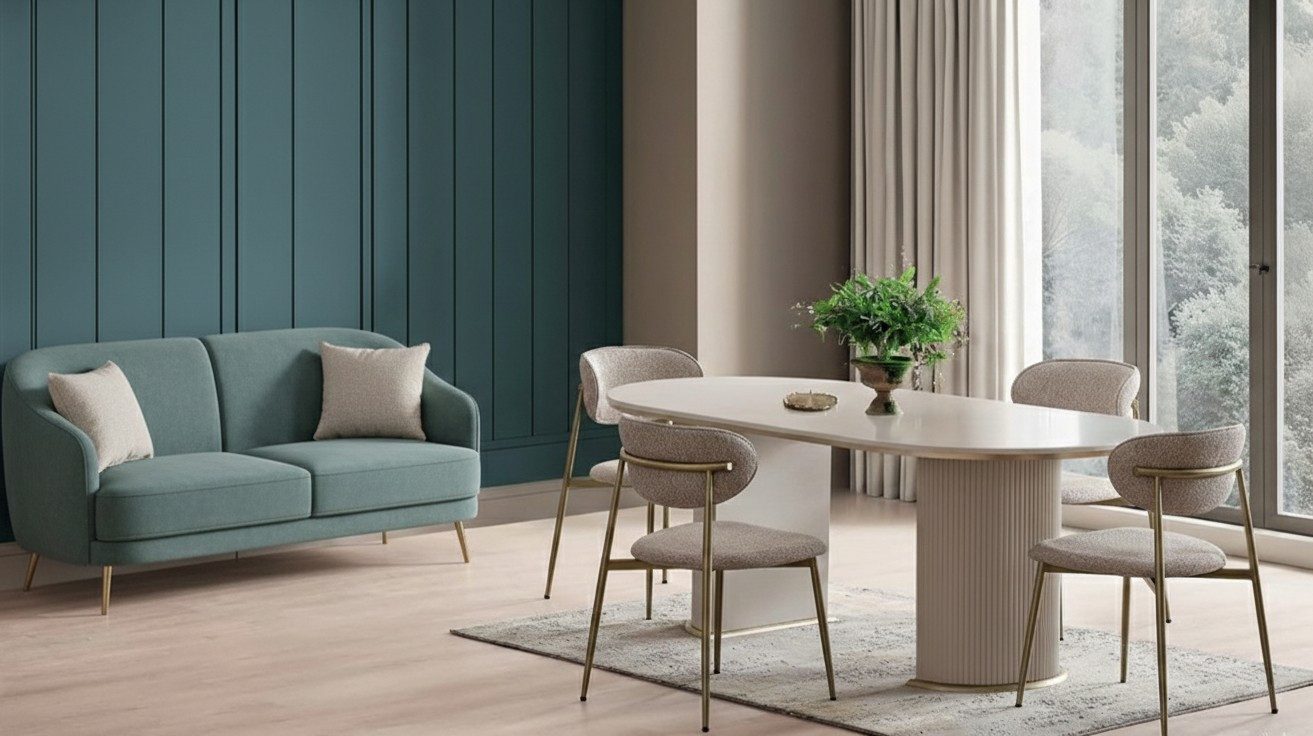 Essgruppe Modernes Esszimmer-Set mit Tisch und 4 Stühlen