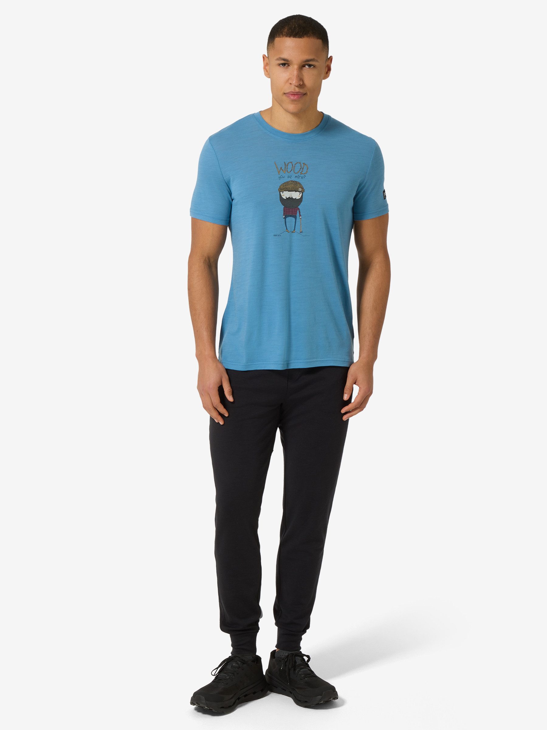 SUPER.NATURAL T-Shirt für Herren,Merino M WOOD CRAFTI TEE mit Aufdruck, autmungsaktiv