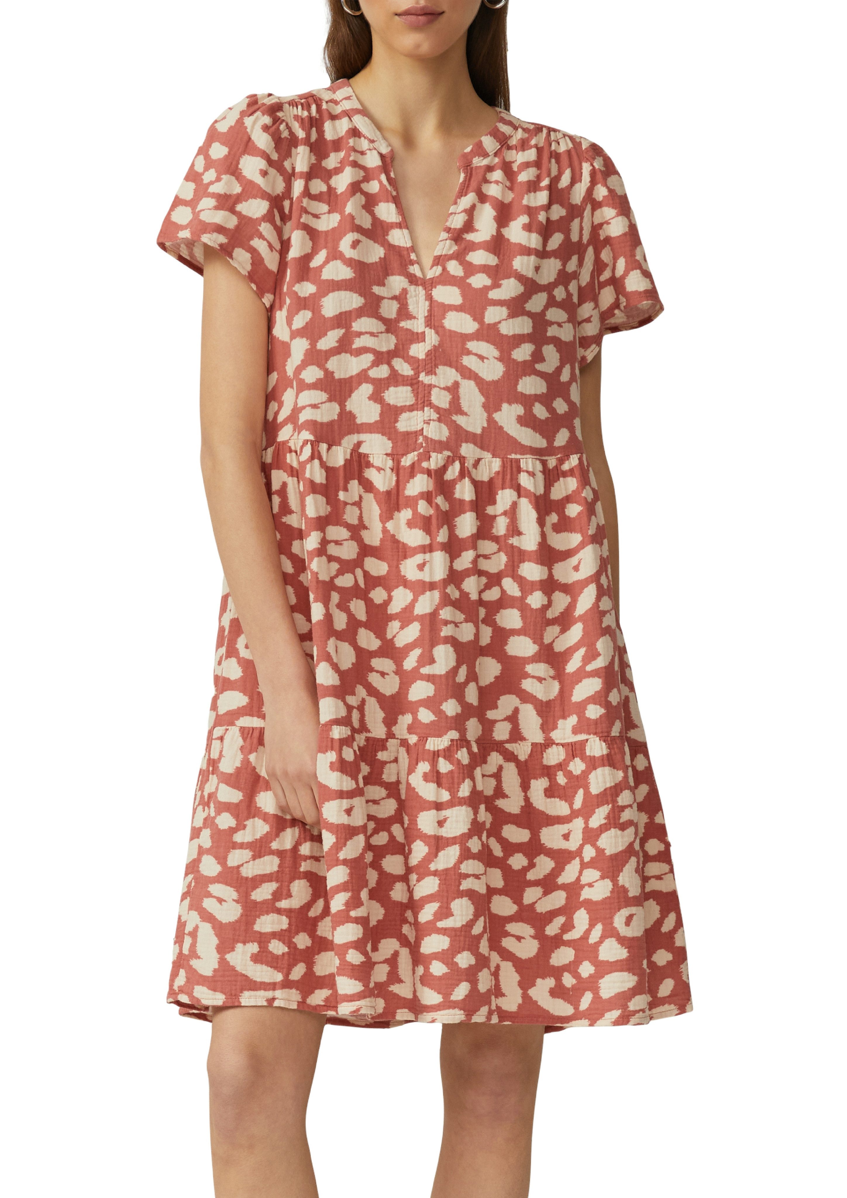 QS Volantkleid Sommerkleid aus reiner Baumwolle, kurzarm, mit All-Over Must günstig online kaufen