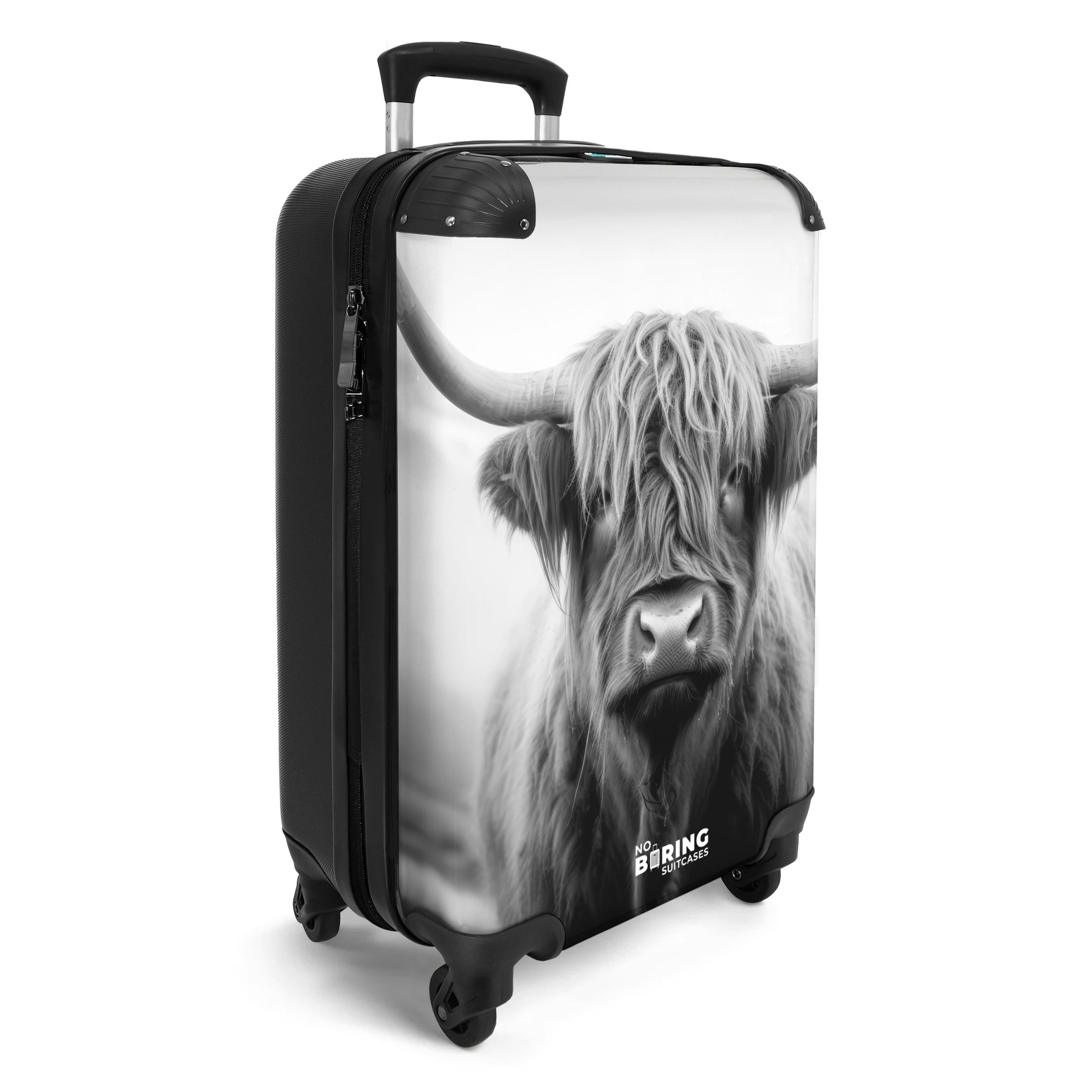 NoBoringSuitcases.com© Hartschalen-Trolley Schottischer Highlander in Schwa günstig online kaufen