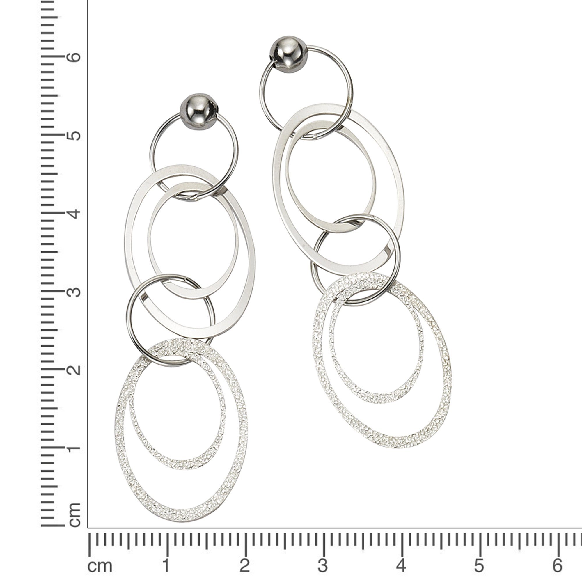 CELESTA Paar Ohrhänger Silber 925 rhodiniert aus Ringen 6cm lang