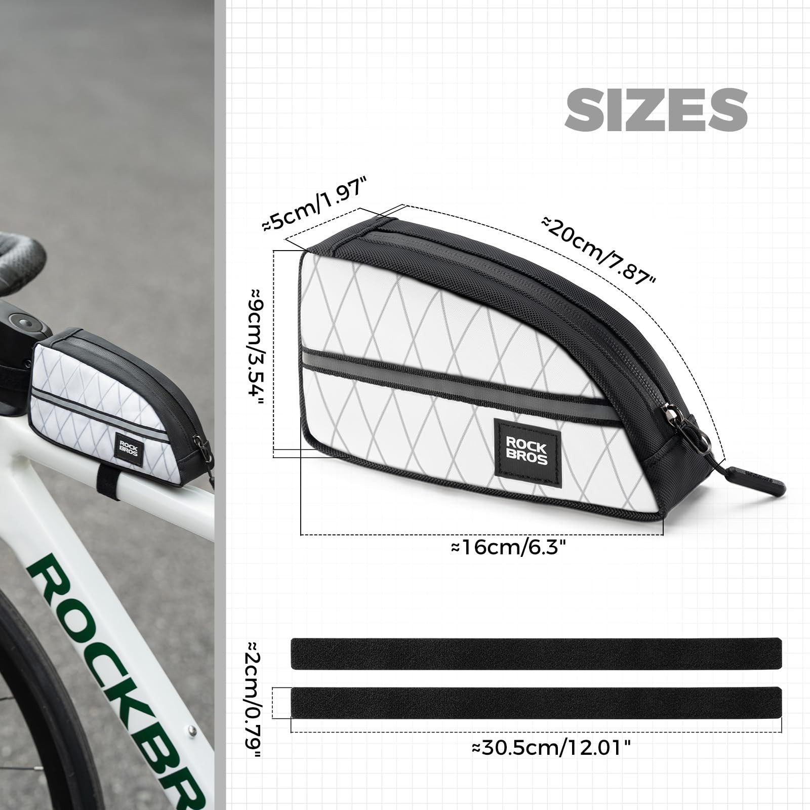 ROCKBROS Rahmentasche Fahrrad Oberrohrtasche 0,8L (Fahrrad Vorderrohr bewahrungstasche), Leicht für Klapprad Falträder