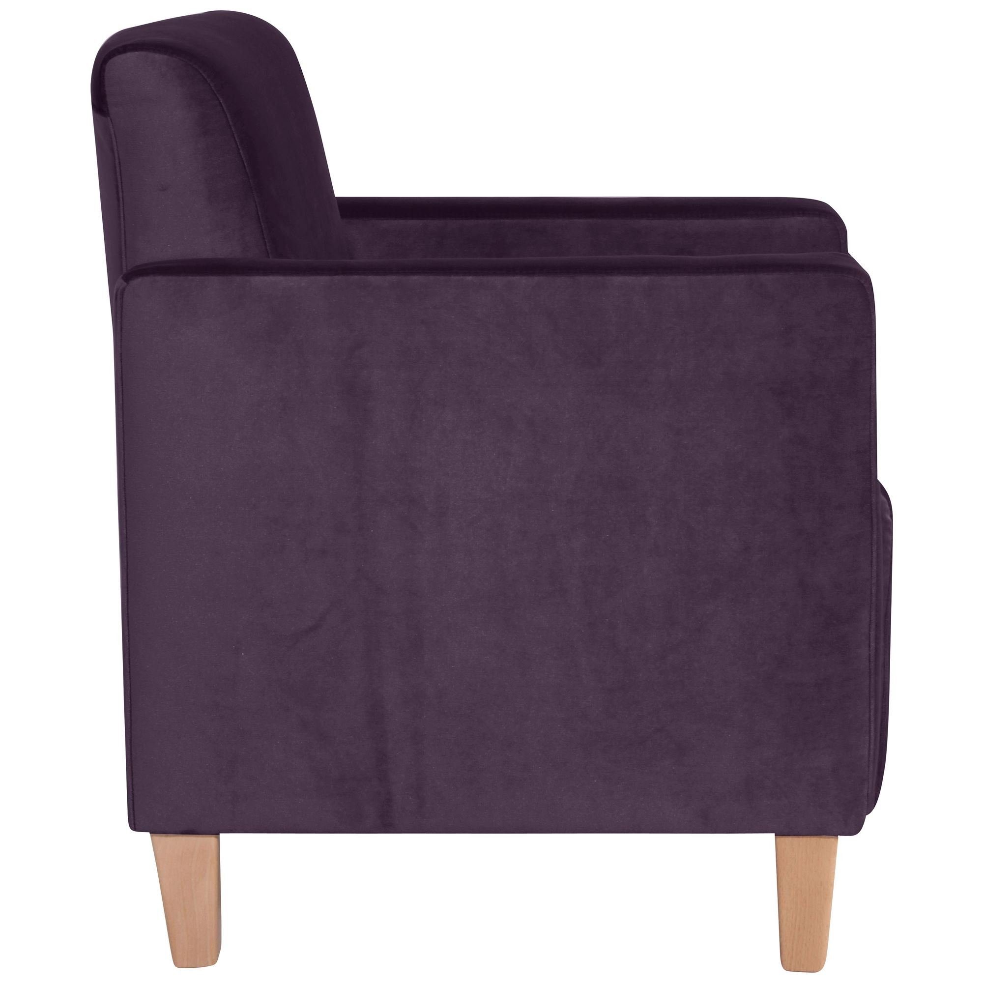Karol purple Kostenlosem 58 Samtvelours Buche Sessel Versand, Kessel Sitz inkl. (Sparpreis aufm 1-St), Bezug hochwertig Sessel verarbeitet,bequemer / natur 22189