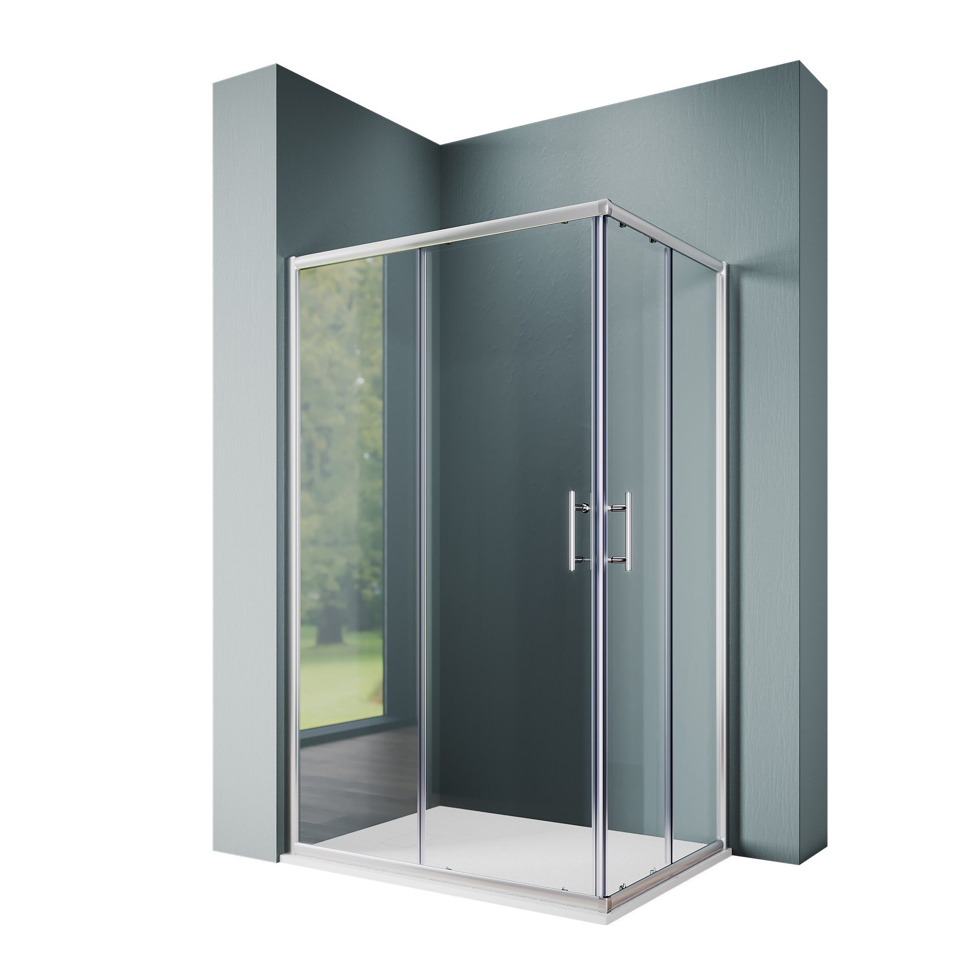 SONNI Eckdusche Duschkabine Eckeinstieg Schiebetüren ESG Glas Höhe 195cm, B günstig online kaufen