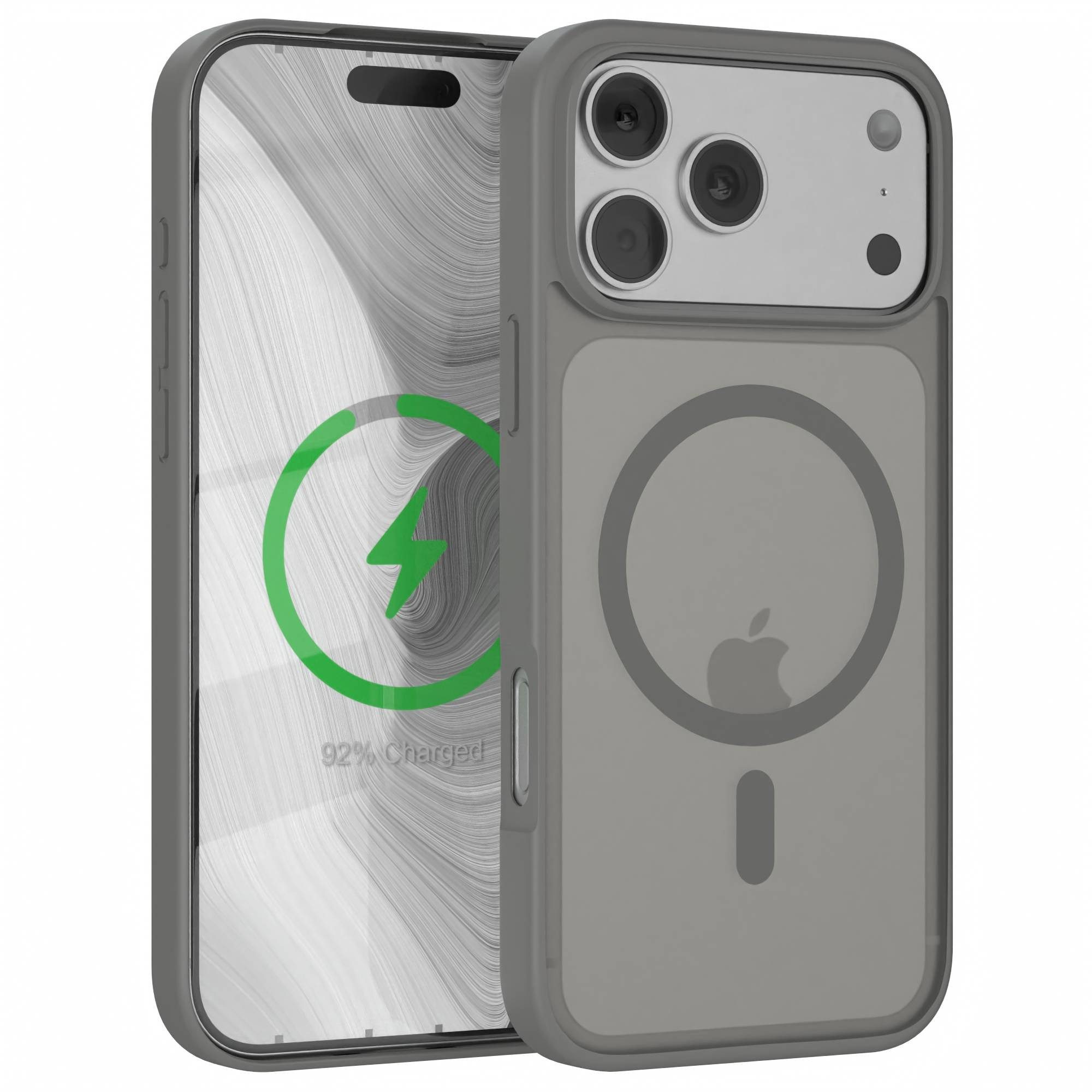 EAZY CASE Handyhülle Outdoor Case MagSafe für Apple iPhone 17 Pro Max 6,9 Zoll, Handyhülle stoßfest Silikon Etui Bumper Case mit Kameraschutz Grau
