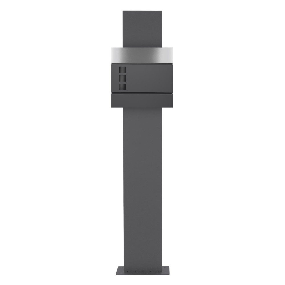 ML-DESIGN Standbriefkasten Briefkasten Postkasten mit Zeitungsfach, inkl. Standfuß, Briefkastenanlage mit Ständer Anthrazit 170cm Mailbox mit Pfosten