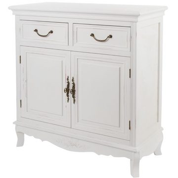 LebensWohnArt Kommode Romantische Kommode AMORE weiss B75cm Landhaus Shabby-Chic