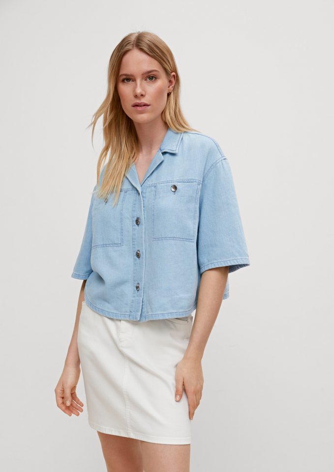 comma casual identity Kurzarmbluse Crop-Shirt im Denimlook