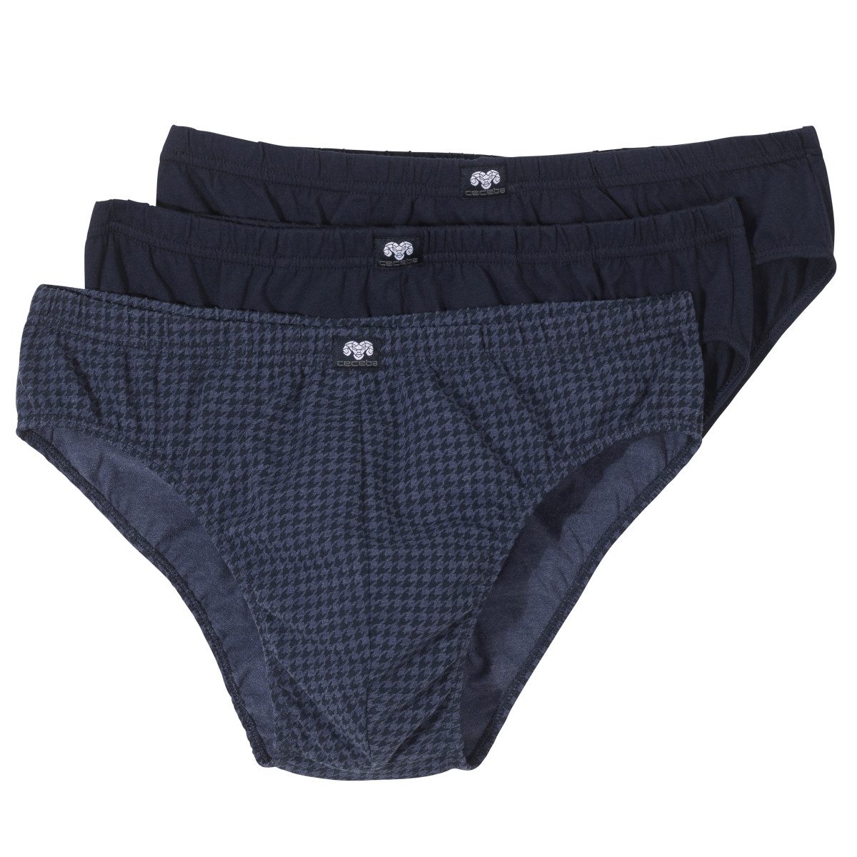 CECEBA Slip Ceceba 3er-Pack Slips Übergröße navy/Hahnentritt (Packung, 3-St., 3er-Pack)