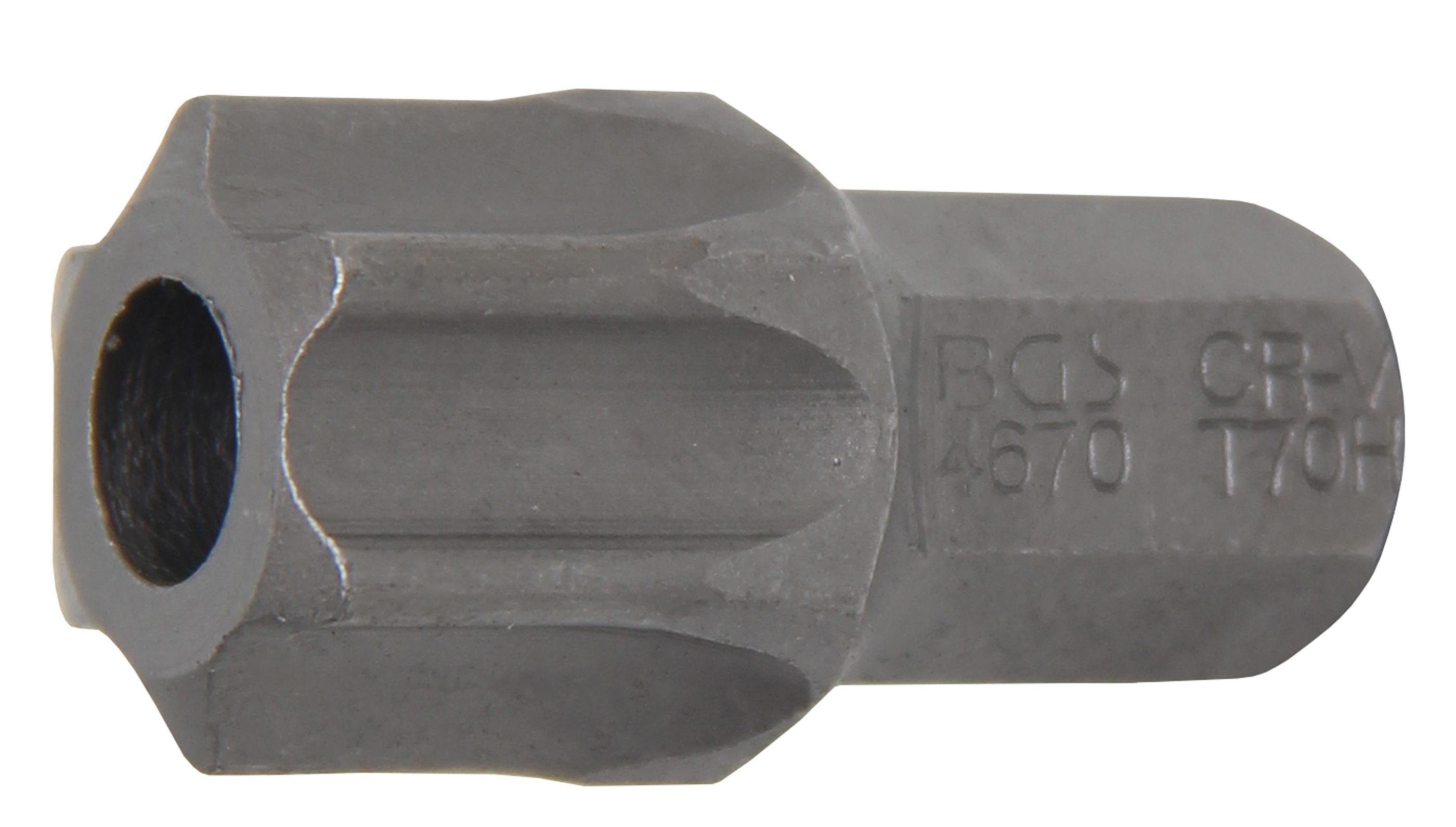 BGS technic Bit-Schraubendreher Bit, Antrieb Außensechskant 10 mm (3/8), T-Profil (für Torx) mit Bohrung T70