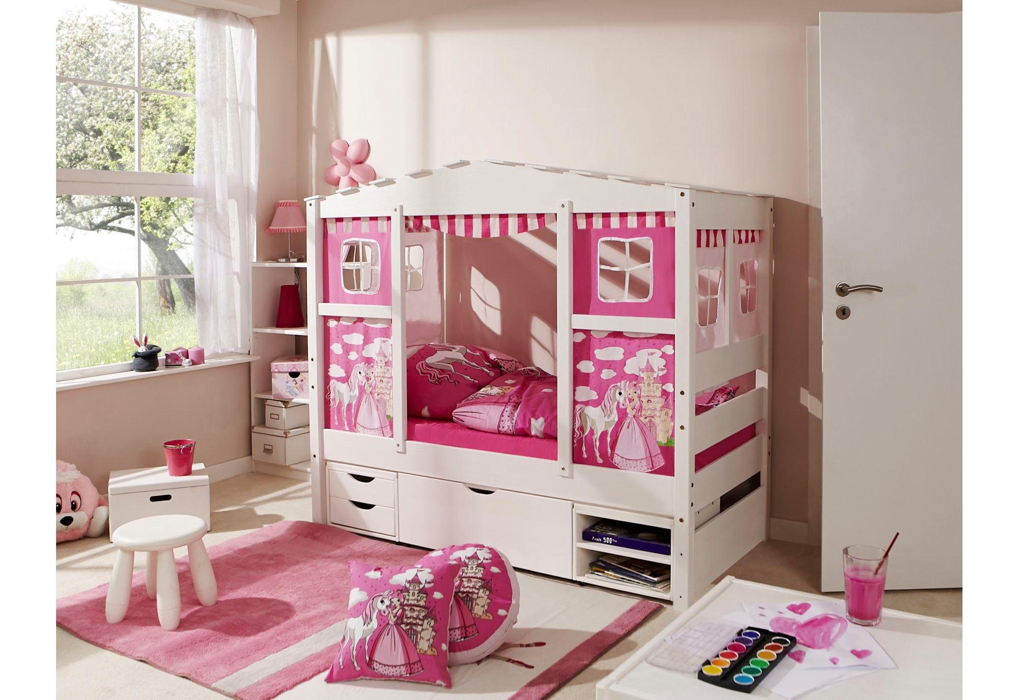 Ticaa Kinderbett Lio, Hausbett Prinzessin, pink