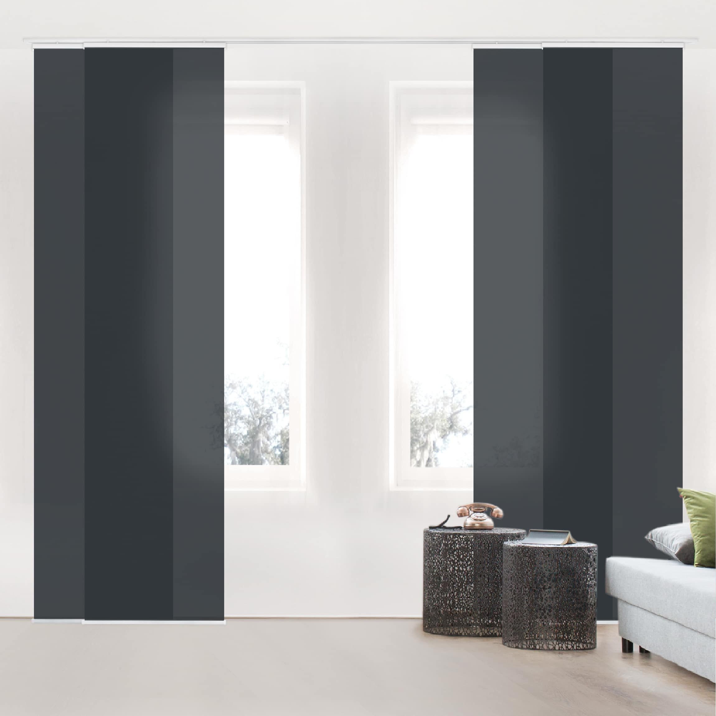 Bilderdepot24 Schiebegardine modern Flächenvorhang blickdicht Mondgrau, günstig online kaufen