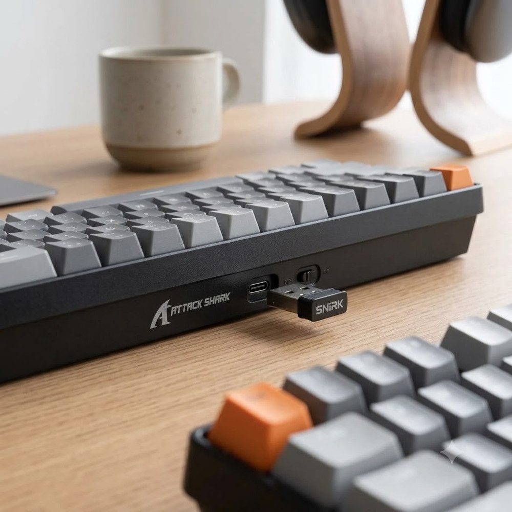 ATTACK SHARK K68 mechanische Wireless-Tastatur Gaming Kabellose Tastatur Gaming-Tastatur (Ergonomisch leicht, Flexibler Dual-Mode)