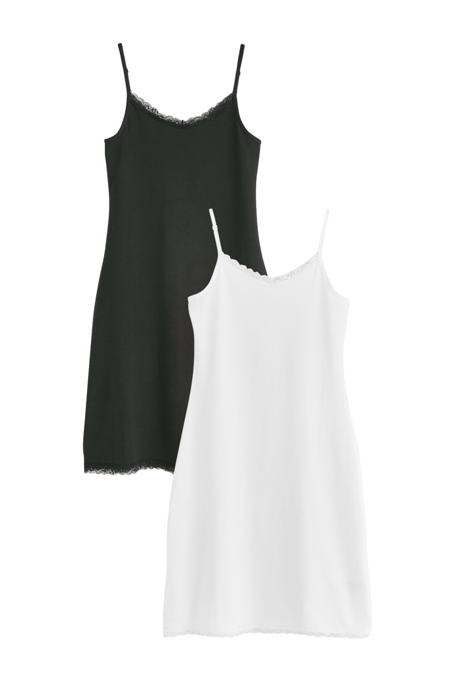 Unterkleid Baumwollunterkleid mit Spitzenkante, Regular