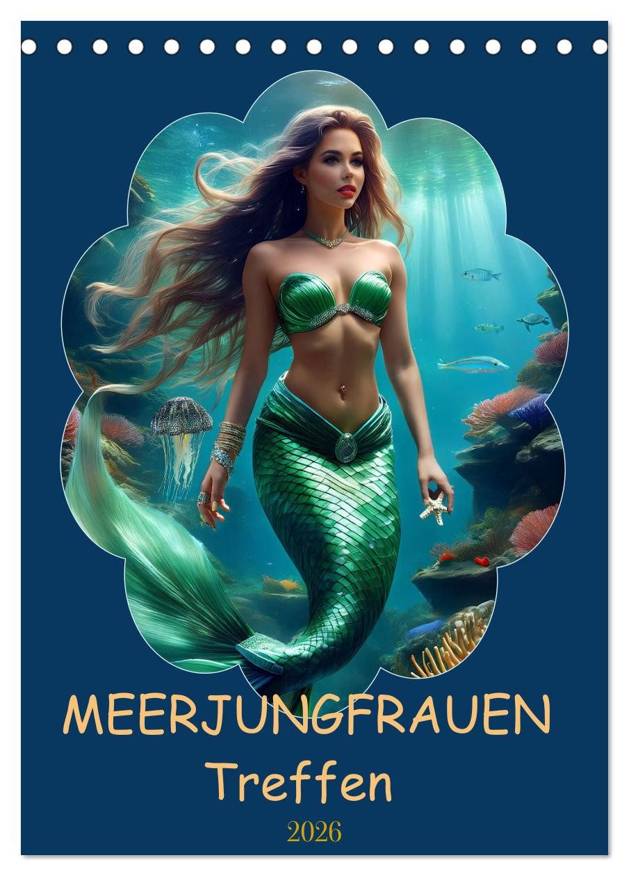 CALVENDO Wandkalender MEERJUNGFRAUEN Treffen (Tischkalender 2026 DIN A5 hoch), CALVENDO Mona