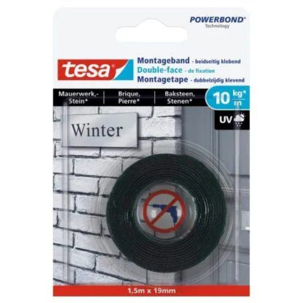 tesa Montageband tesa doppelseitiges Klebeband- Montageband (Packung, 1 St., tesa doppelseitiges Klebeband- Montageband), Stark haftend – ideal für raue Oberflächen
