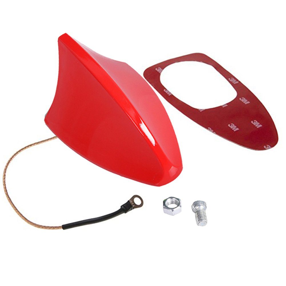 Bolwins A56C Universal Auto Shark Hai Antenne Dachantenne Haifisch Hochglanz Dachantenne (AM, FM, für Innenbereich und Außenbereich, Verstärkung: 5 dB), Passiver AM-/FM-Empfang Selbstklebende Montagefläche mit Klebepad