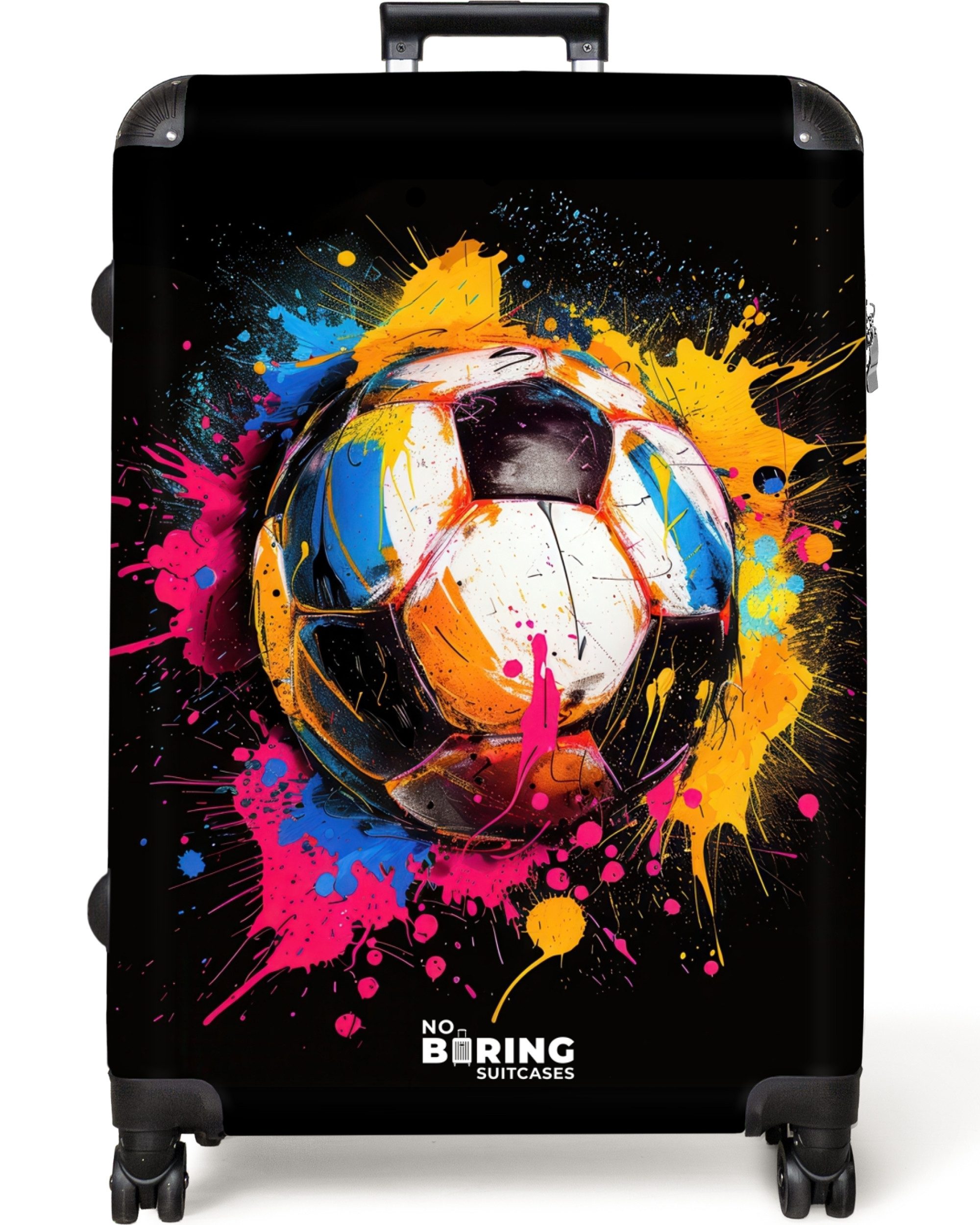 NoBoringSuitcases.com© Hartschalen-Trolley Fußball mit buntem Graffiti günstig online kaufen