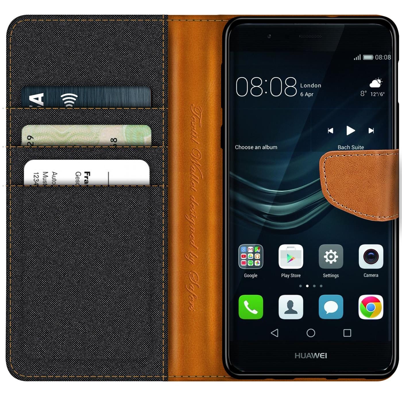 CoolGadget Handyhülle Flip Case Wallet Cover Book Tasche für Huawei P9 5,2 Zoll, Handy Tasche mit Kartenfach Book Schutzhülle