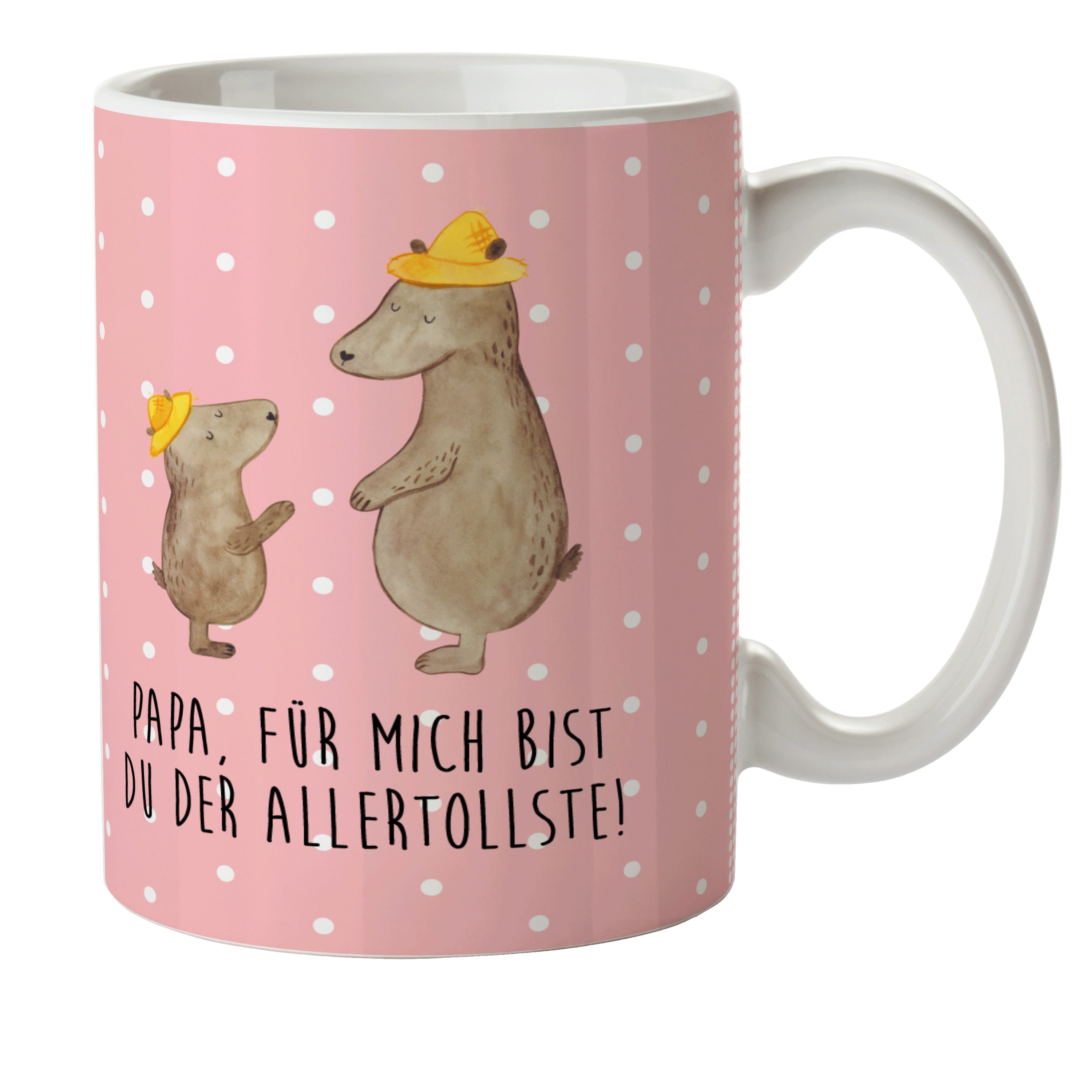 Mr. & Mrs. Panda Kinderbecher Bären mit Hut - Rot Pastell - Geschenk, Muttertag, Kinderbecher, Oma, Kunststoff