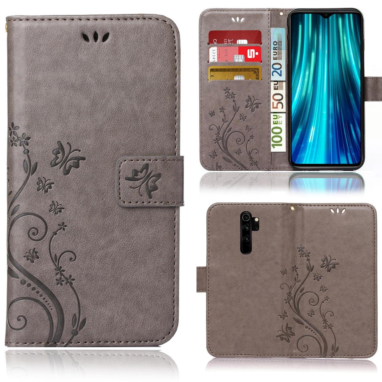 Numerva Handyhülle Bookstyle Flower für Xiaomi Redmi Note 8 Pro, Handy Tasche Schutzhülle Klapphülle Flip Cover mit Blumenmuster