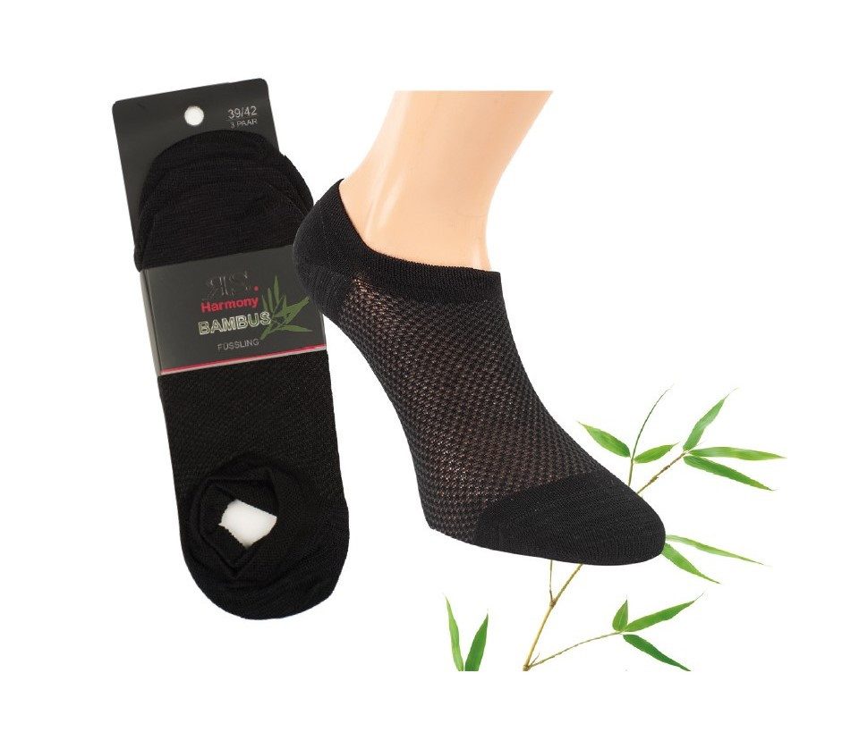 RS Harmony Socken 3 Paar RS. Harmony 43090 BAMBUS Füsslinge schwarz 2 Größen