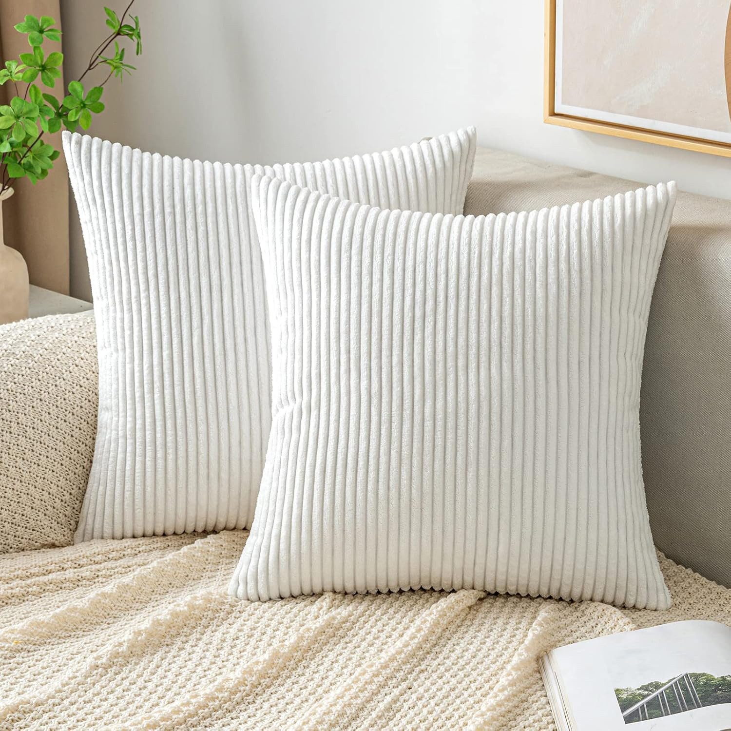 OKWISH Kissenbezüge 2er Set Kordsamt gestreiftes Kissenhülle Dekokissen, (2 günstig online kaufen