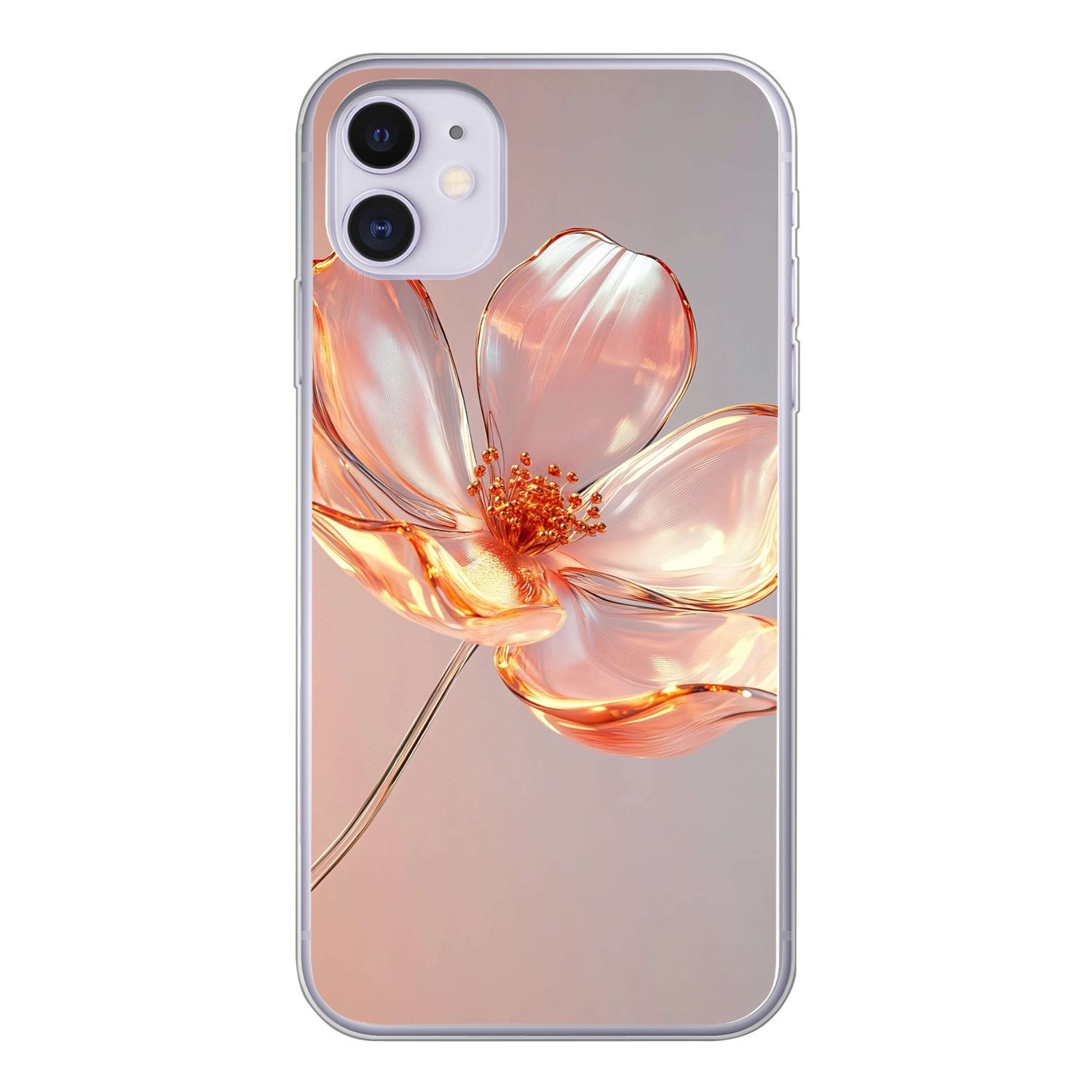MuchoWow Handyhülle für Apple iPhone 11 Gläser - Blume - Rosa, Smartphone-Bumper, Print, Handy Schutzhülle Dünn