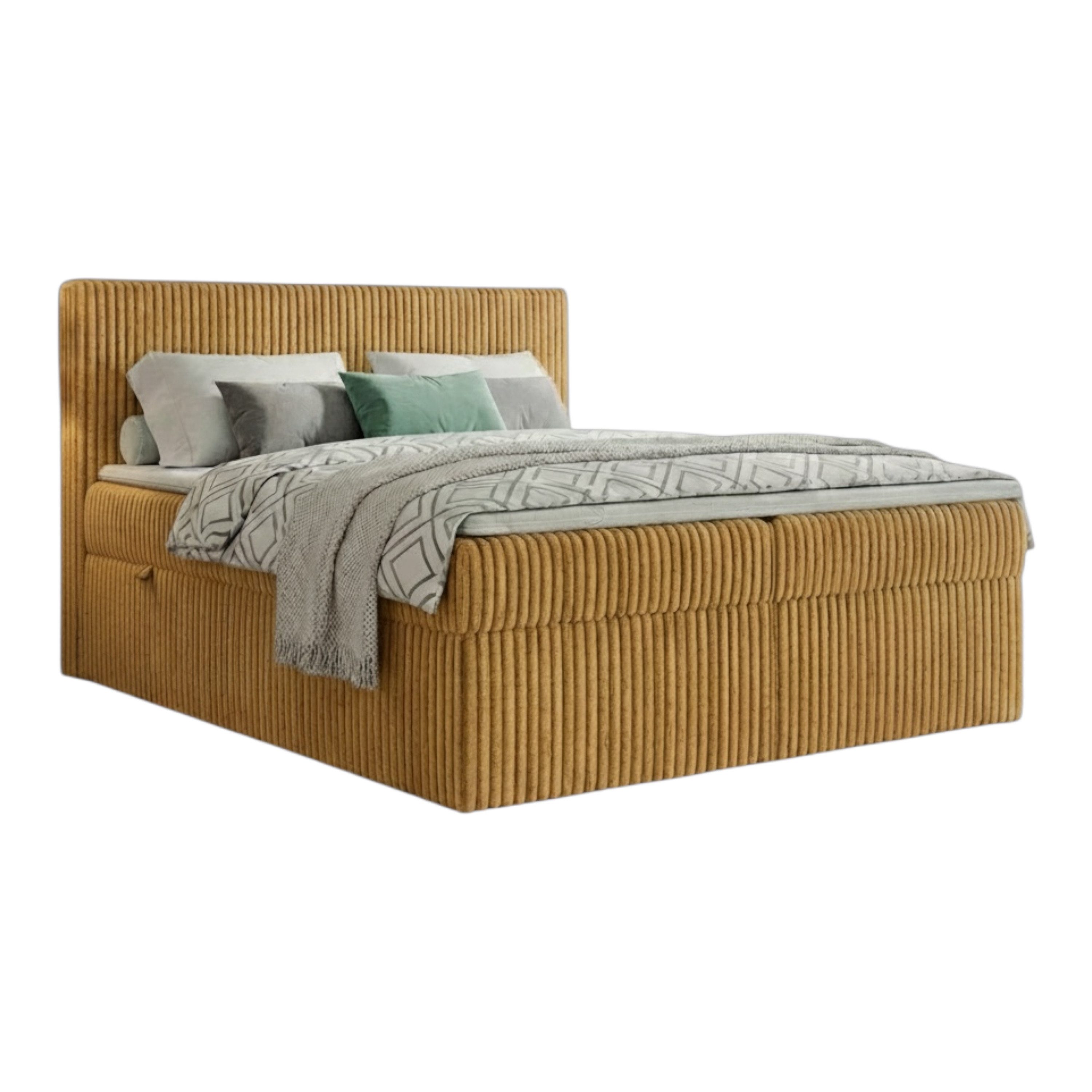 A&J MöbelLand GmbH Boxspringbett RALF mit Bettkasten, Topper und gepolstertem Kopfteil. (Boxspringbett mit Bettkasten und gepolstertem Kopfteil)
