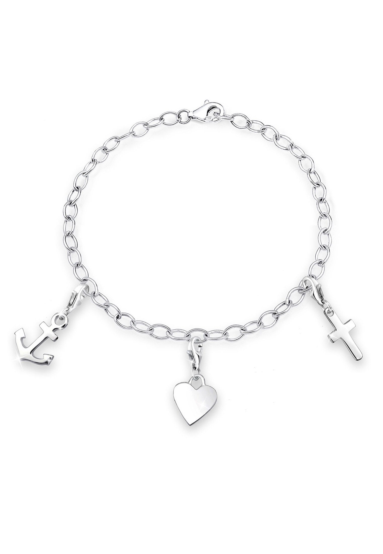 Elli Bettelarmband Anker Herz Kreuz 925 Sterling Silber, Anker