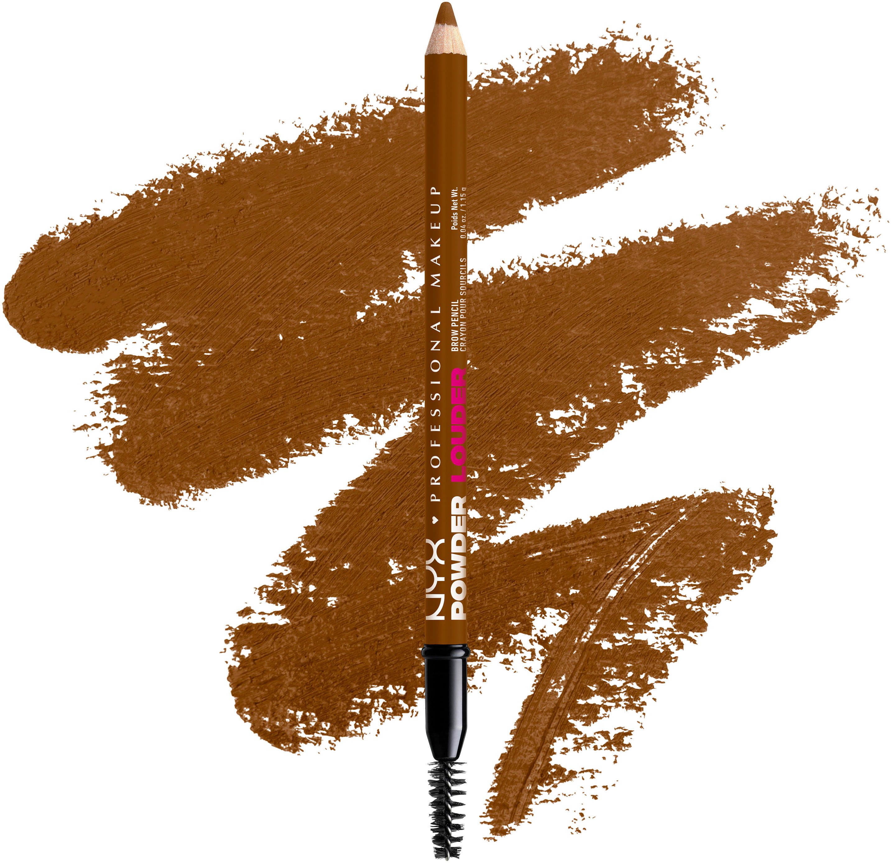 NYX PROFESSIONAL MAKEUP Augenbrauenpflege POWDER LOUDER BROW PENCIL, verleiht sowohl verdichtete als auch voller aussehende Augenbrauen