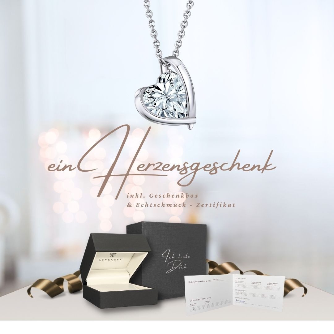 LOVENEST Herzkette Herzkette Silber 925 Halskette Damen *Ich Liebe Dich* Herzanhänger (Silberkette Anhänger Geschenke für Frauen Weihnachtsgeschenk Freundin, Geschenkset Damenkette Weihnachten Set), Sie Geburtstag Hochzeitstag Liebesbeweis Liebesgeschenk Herz Schmuck