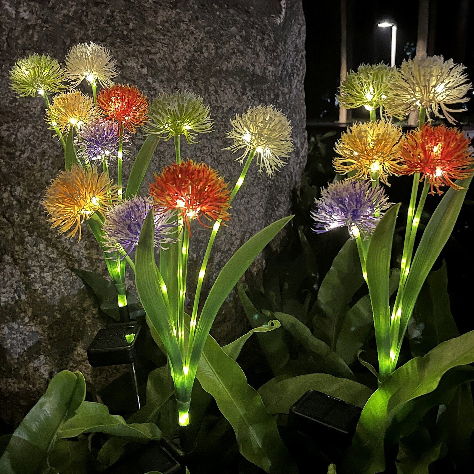 Rutaqian Gartenleuchte Gartenleuchten Wasserdicht warmem farbenfrohe Deko energiesparende Blütenform Beleuchtungszubehör für Licht, Gartendekoration, Landschaftsbau, Rasen Glühbirnen Sonnenlicht, Außenlampen mit Garten Garten Dekorative Gartenleuchten, 5 Terrasse