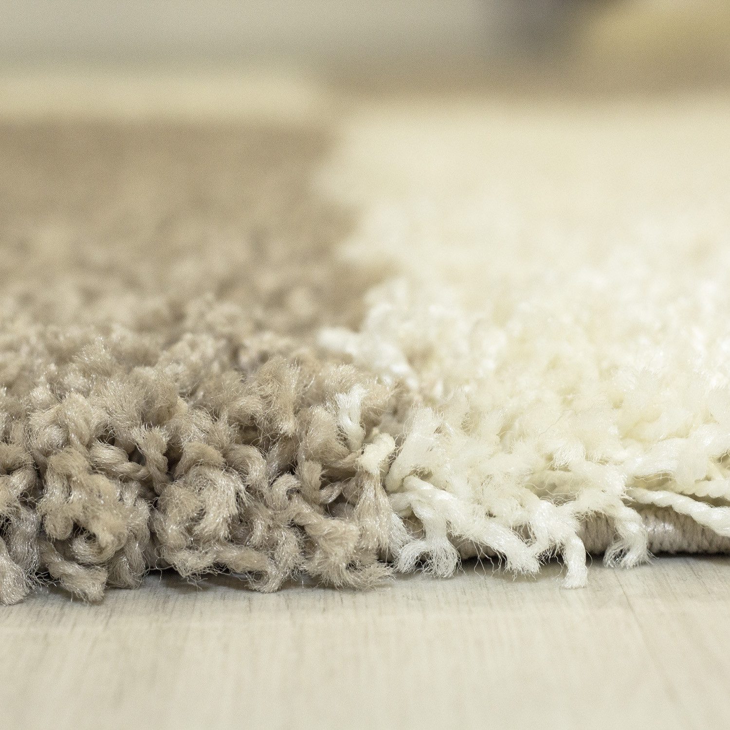 KADIMA DESIGN Teppich WERFEN Shaggy Langflor Wohnzimmer Schlafzimmer Waschbar Kariert, Rund, Höhe: 32 mm, Beige, 80x80 cm, Wohnzimmerteppich Strapazierfähig Fla – Bild 4 von 5