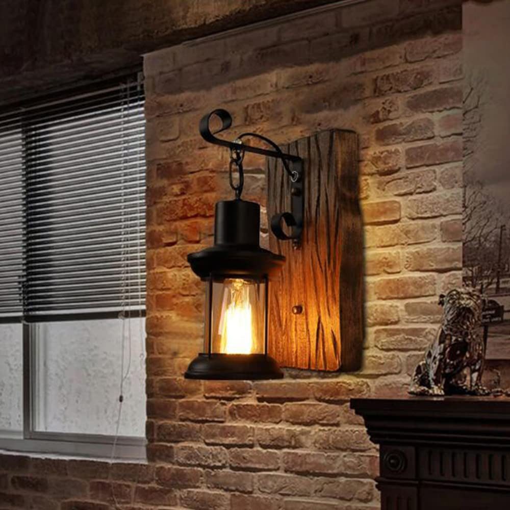 BlingBin Wandleuchte Holz Retro Wandlampe Nostalgische günstig online kaufen