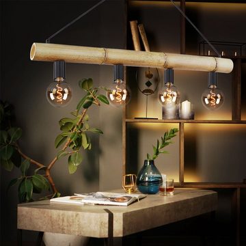 etc-shop LED Pendelleuchte, Leuchtmittel inklusive, Warmweiß, Farbwechsel, Decken Pendel Lampe Fernbedienung natur Vintage Design Hänge Leuchte
