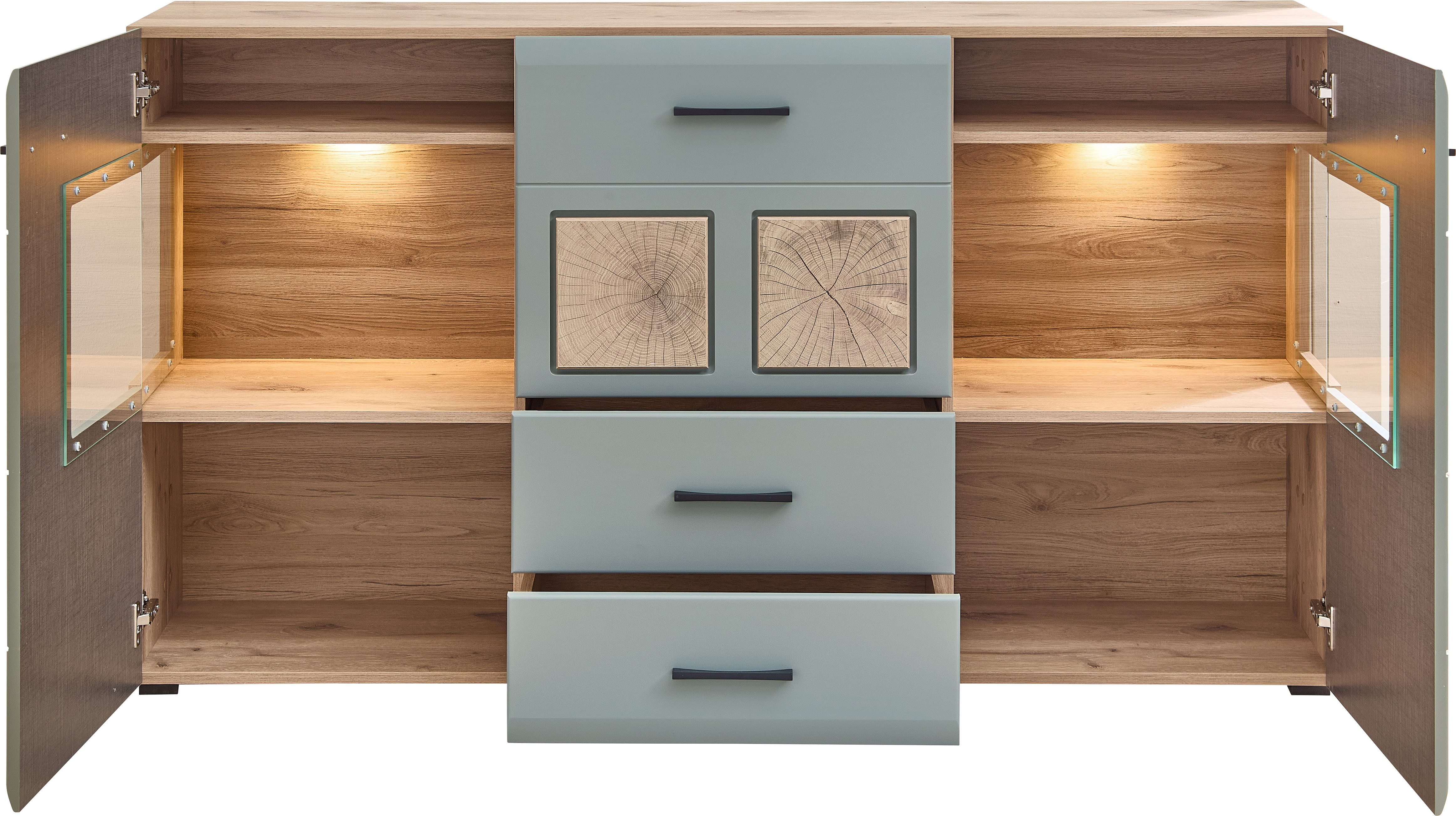 Innostyle Sideboard FUN PLUS II, 2 Holztüren, 3 Schubläden, 7 Fächer, Softclose, ABS Kantenschutz