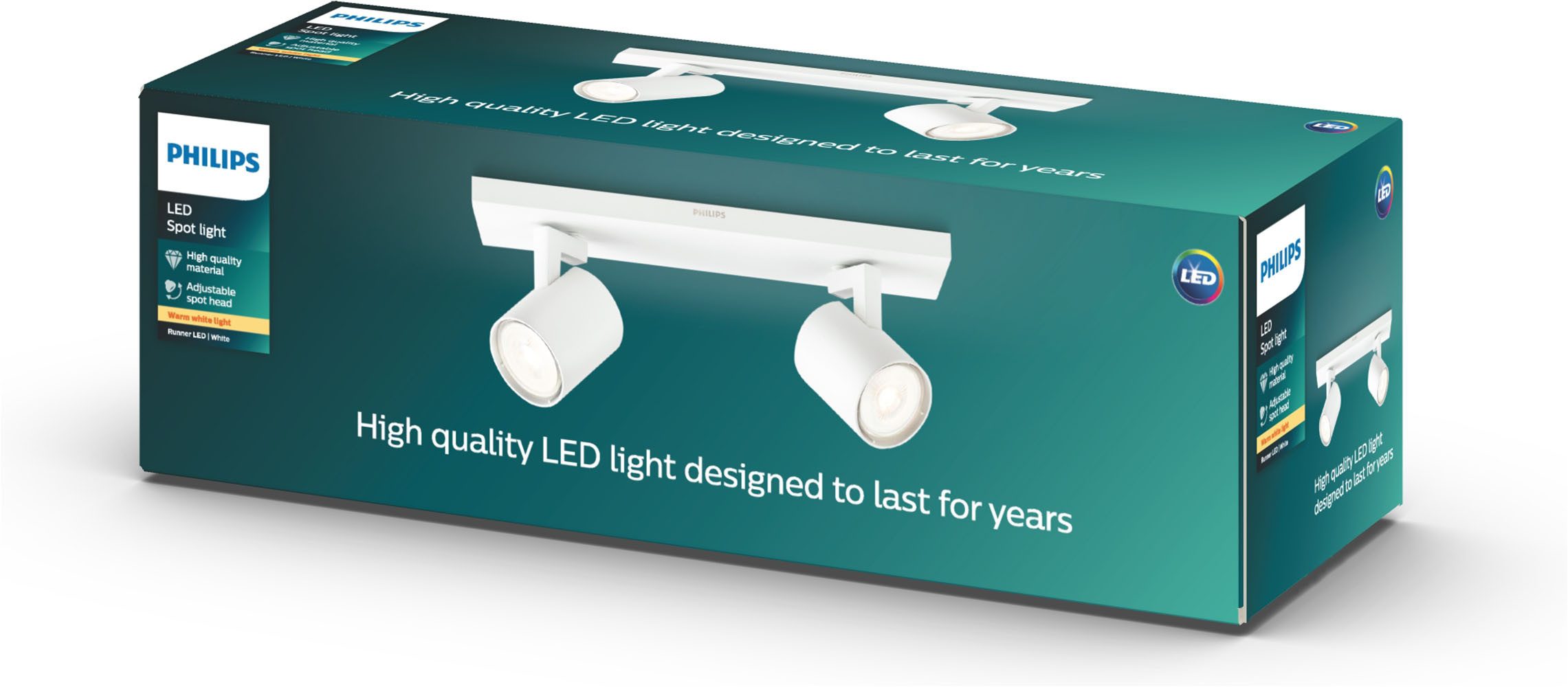 Philips LED Deckenspot myLiving Runner 2flg., 460lm, Weiß, LED fest integriert, Warmweiß