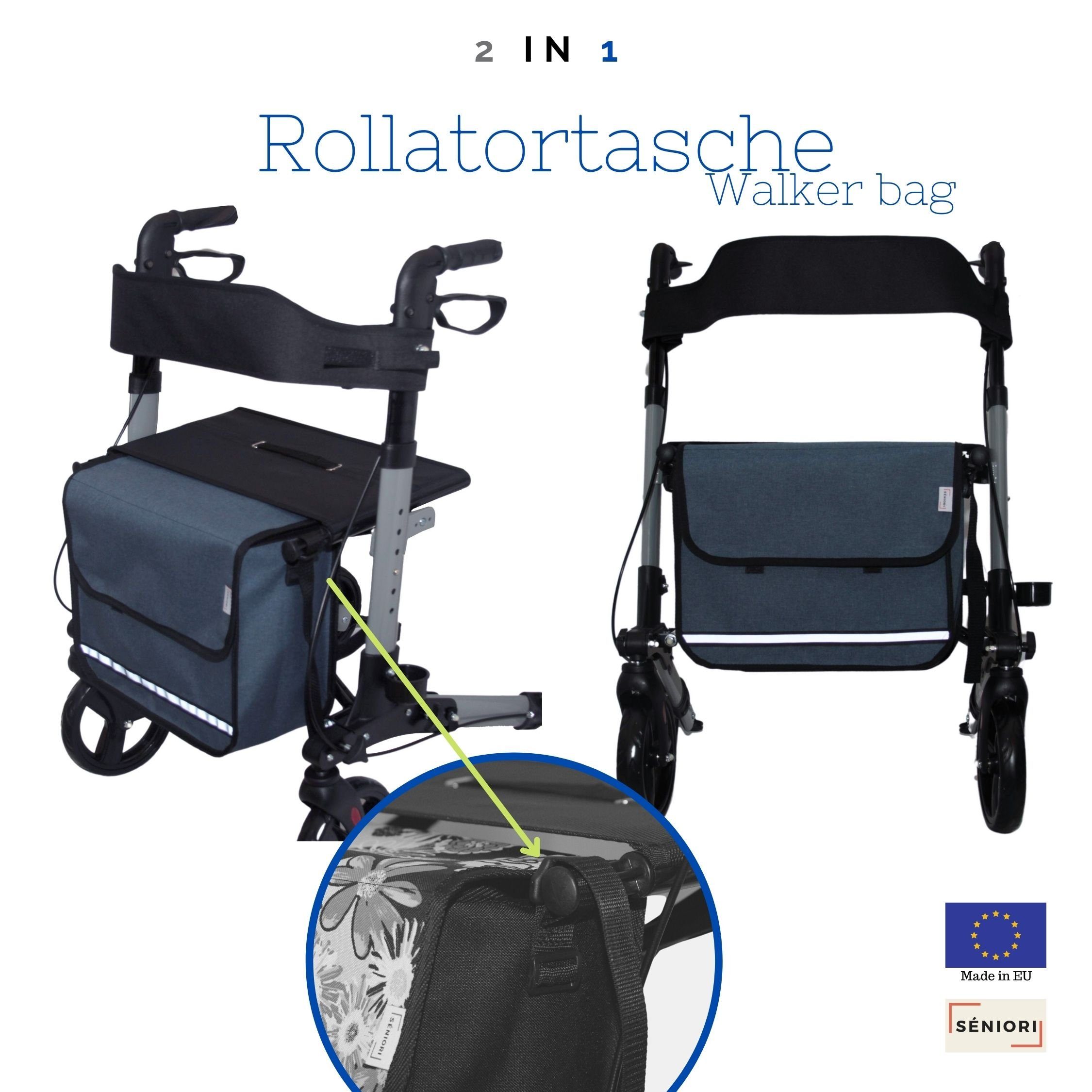 Seniori Aufbewahrungstasche SENIORI Rollator / Rollstuhl Tasche Rollatortasche Rollstuhltasche, 5F. Blau - Flex – Bild 2 von 5