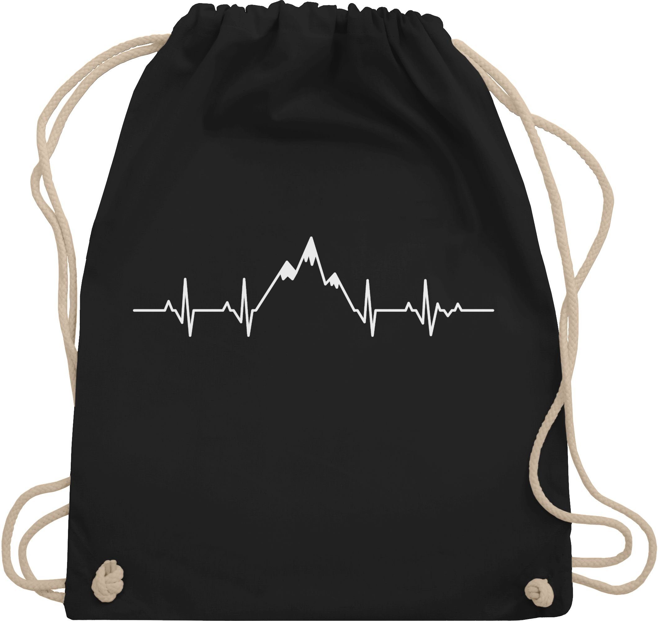 Shirtracer Turnbeutel Herzschlag Berge, Symbol und Zeichen Outfit