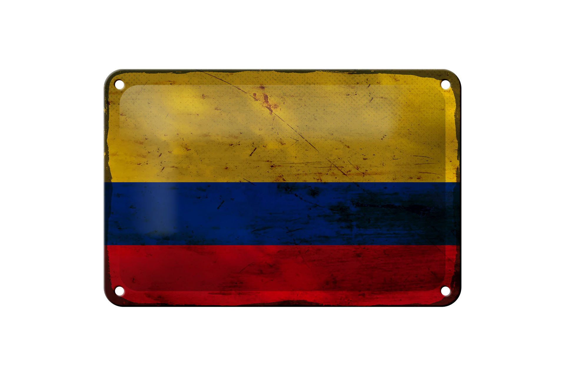 Femer GmbH Metallschild Flagge Kolumbien 18x12cm Flag Colombia Rost, (1 St), gewölbte Oberfläche, abgerundete Ecken, umgeschlagene Kanten