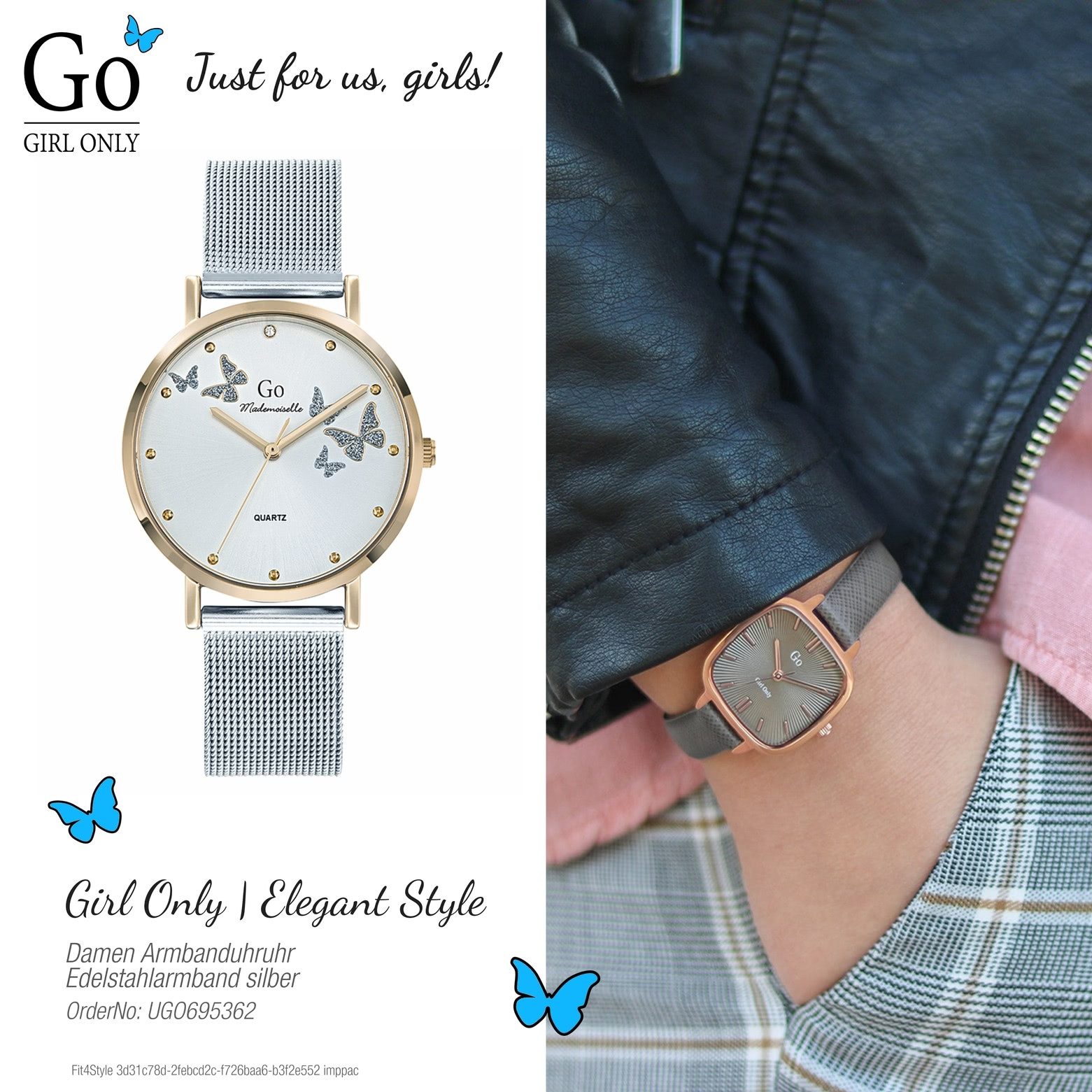 Girl Only Quarzuhr Girl Only Damenuhr Edelstahl silber, (Analoguhr), Damenuhr GO silber, mittel (ca. 34mm) Edelstahlarmband, Elegant-Style