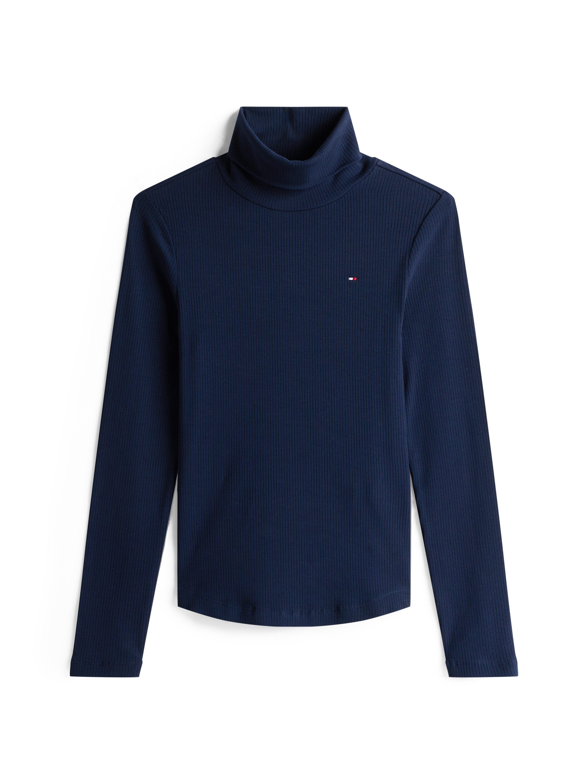 Tommy Hilfiger Langarmshirt SLIM 5X2 RIB ROLL-NK LS in gerippter Struktur – Bild 4 von 5
