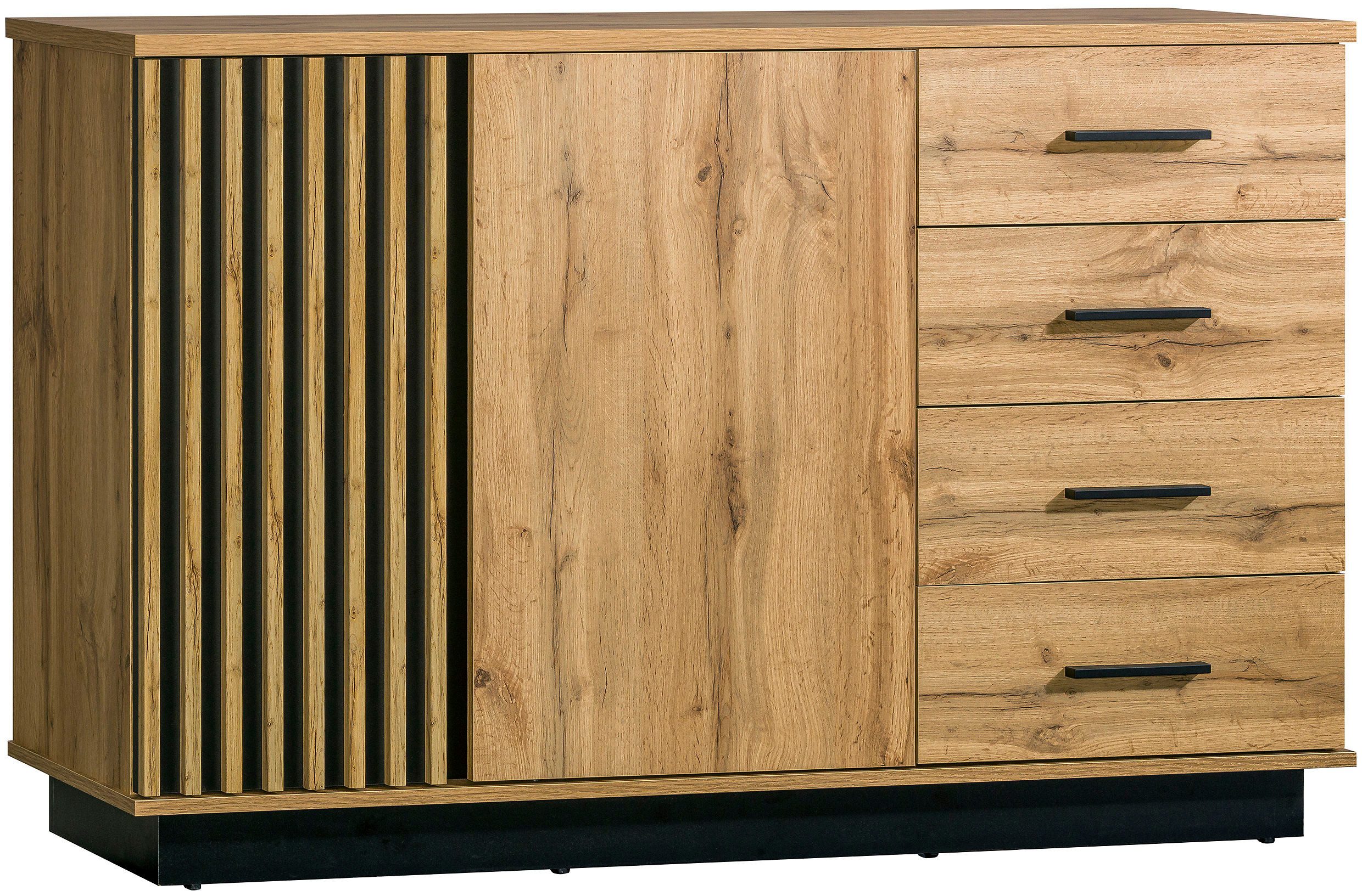 möbel-direkt.de Jugendzimmer-Set Lamelo in Eiche Wotan & Schwarz Matt, (Komplett Set, 1-tlg., Verschiedene Zusammenstellungen wählbar), ABS laminiert