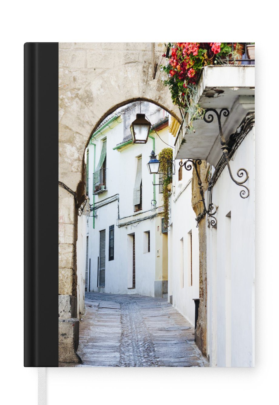 MuchoWow Notizbuch Ruhige und gemütliche Straßen von Cordoba in Spanien, Journal, Merkzettel, Tagebuch, Notizheft, A5, 98 Seiten, Haushaltsbuch
