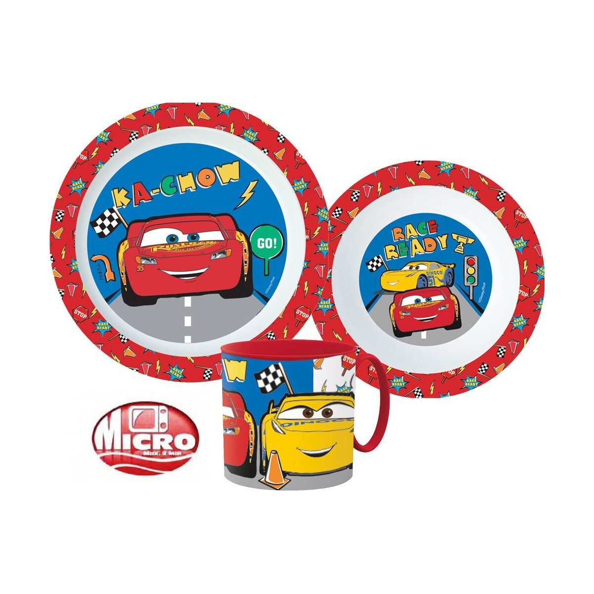 Disney Kindergeschirr-Set Disney Cars Lets Race Essgeschirr Mikro Kunststoff