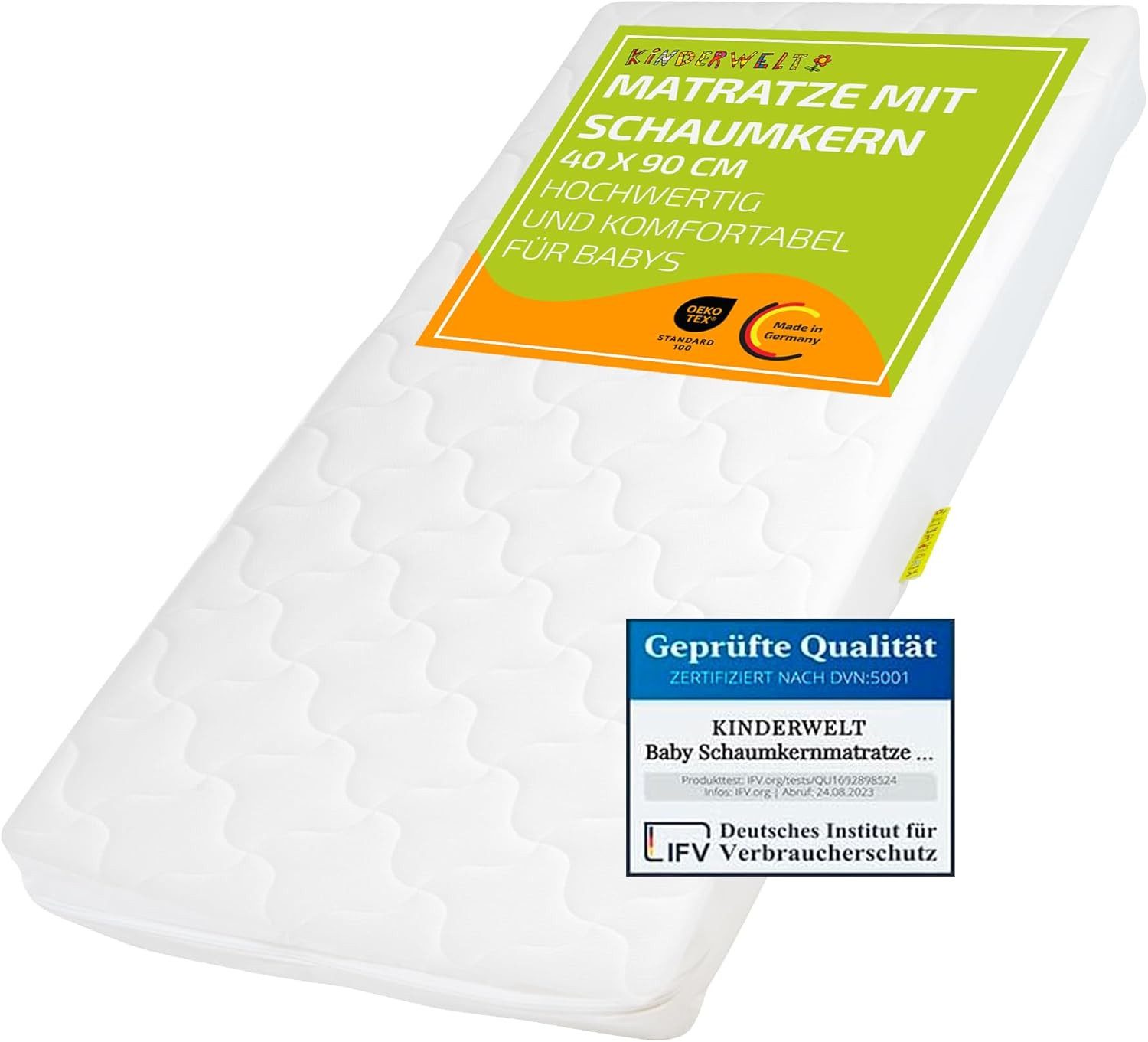 Babymatratze Baby Schaumkernmatratze mit Komfortbezug gesteppt Matratze 40 x 90 x