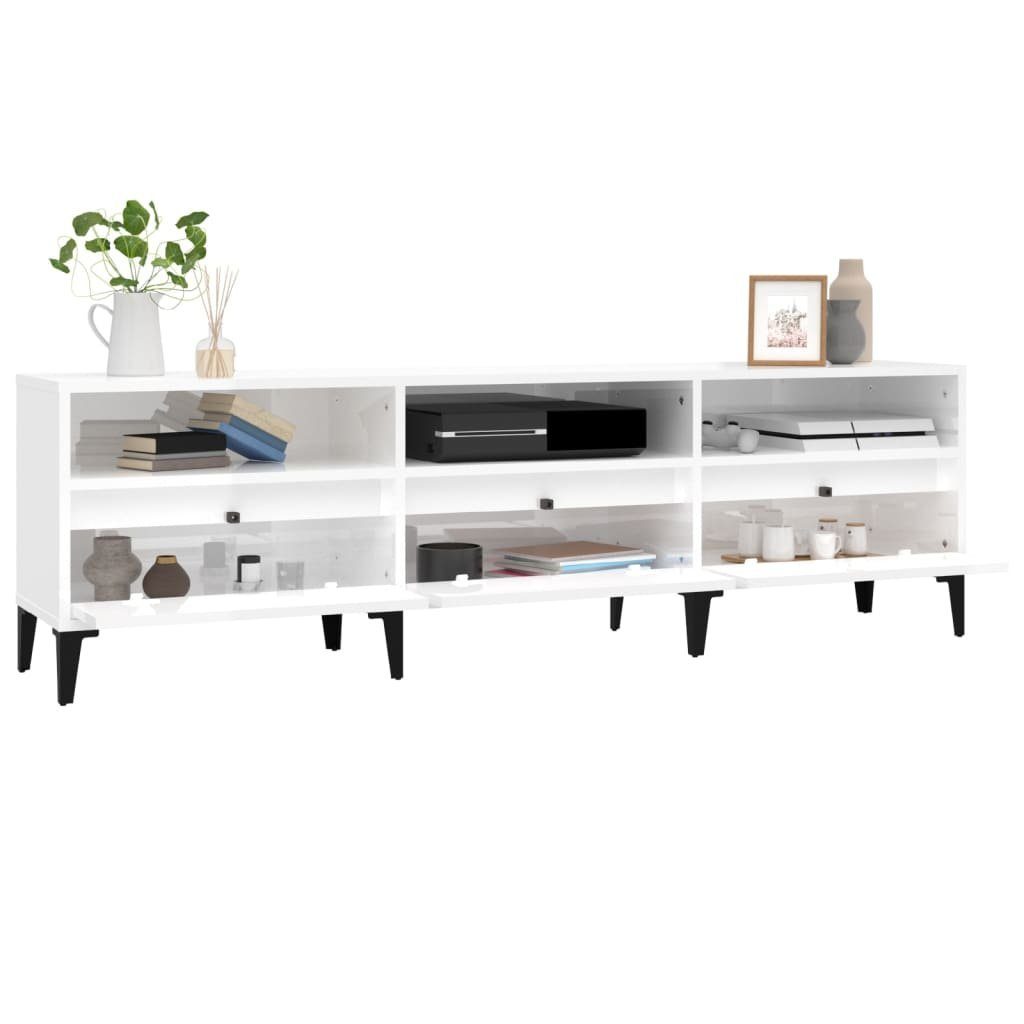 Hochglanz-Weiß Holzwerkstoff TV-Schrank 150x30x44,5 furnicato cm